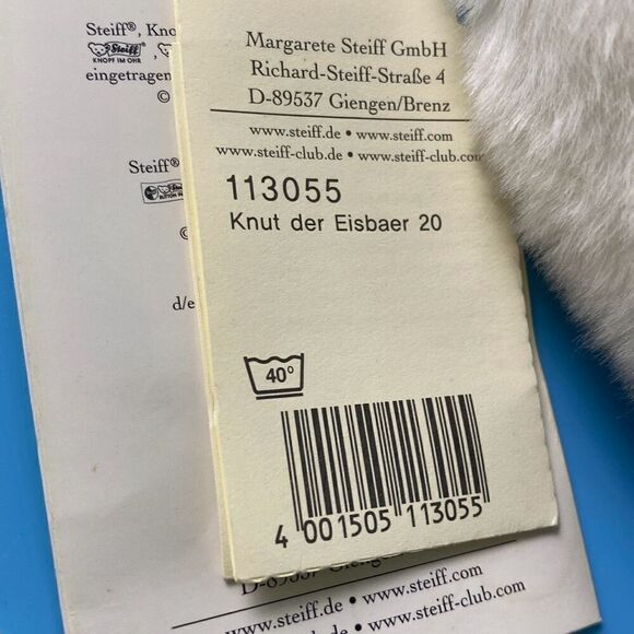 Steiff Zoo Berlin Original Knut plush alpaca #113055 w/tags Polar Bear - Picture 7 of 10